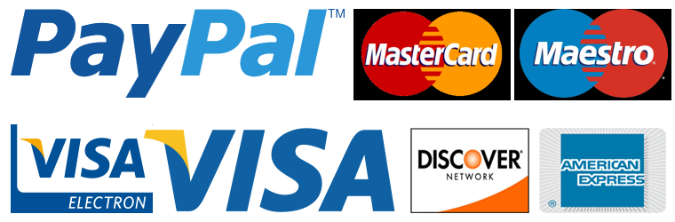 pay pal and debit and credit card logos